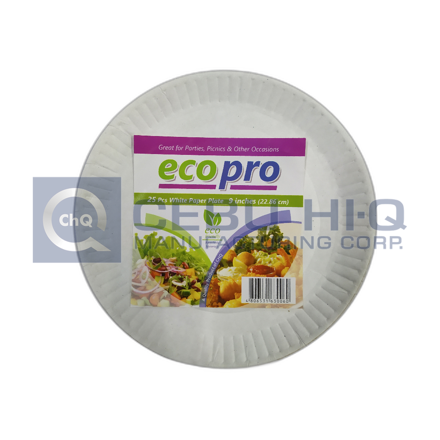 White Paper Plate 9″ · 25 pcs