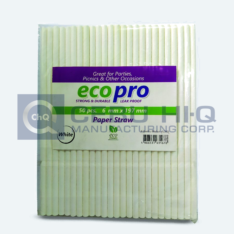 Paper Straw White · 6 mm · 197 mm · 50 pcs