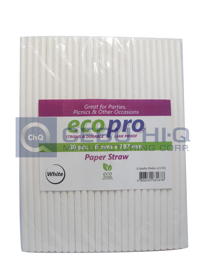 Paper Straw White · 6 mm · 197 mm · 50 pcs