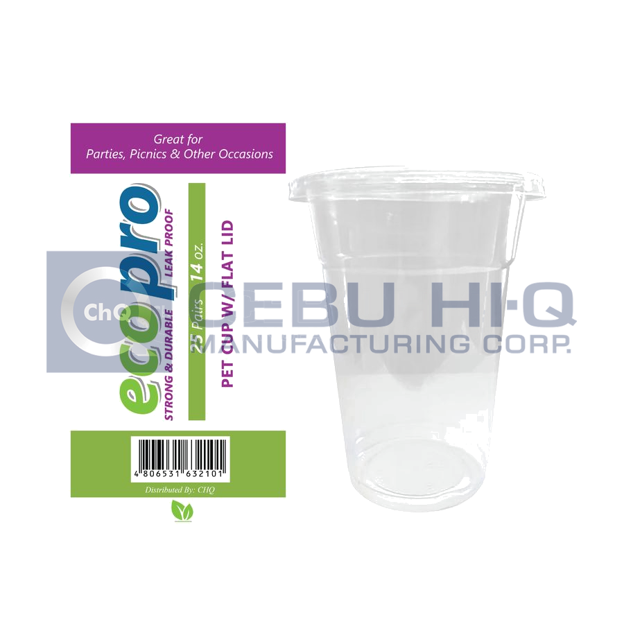 Plastic Cups Flat Lid · 14 oz · 25 pcs