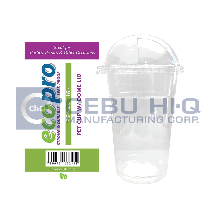 Plastic Cups Dome Lid · 16 oz · 25 pcs
